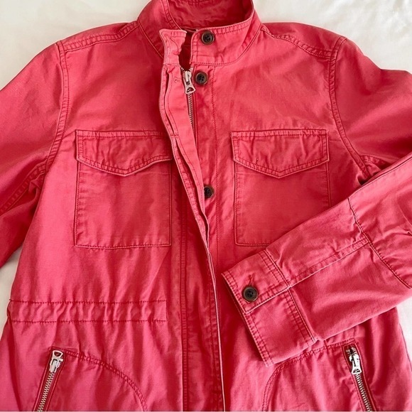 GAP Coral Red Long Sleeve Zip Up Utility Jacket Size Small - Picture 5 of 10
